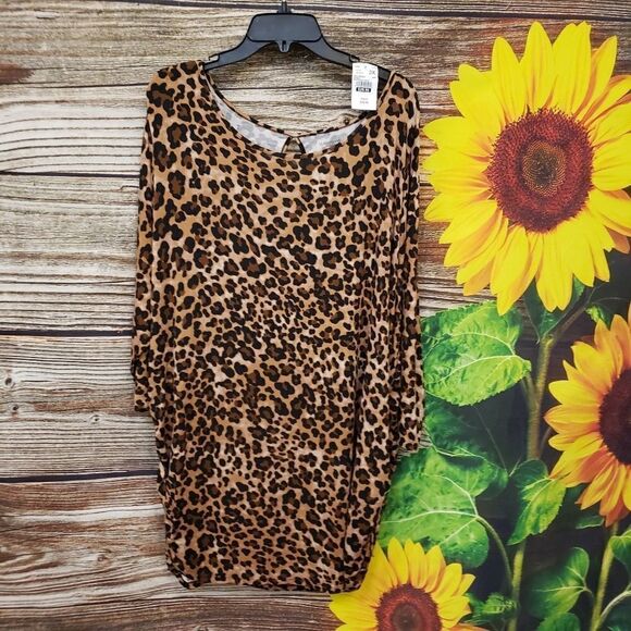 " Motherhood Maternity " leopard print 🐆 top size : 3X mid Sleeve NWT - Picture 1 of 8